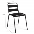 Salon de jardin SOHO table 150 cm acier + acacia et 6 chaises empilables noires