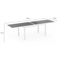 Tuinmeubelset MADRID uitschuifbare tafel grijs blad 135-270 cm en 12 stapelstoelen wit structuur