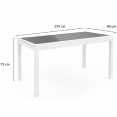 Salon de jardin MADRID table extensible 135-270 CM et 12 chaises empilables blanc et gris