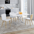 Table basse relevable en table à manger rectangulaire URBANA plateau blanc pied chrome