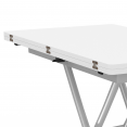 Table basse relevable en table à manger rectangulaire URBANA plateau blanc pied chrome