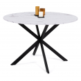 Table à manger ronde ALASKA 4-6 personnes effet marbre blanc et pied araignée métal 110 cm