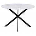 ALASKA ronde eettafel 4-6 personen wit marmereffect en metalen spinpoot 120 cm