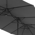 270 x 460 CM dubbele grijze parasol met zwengel en platen
