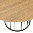 Table à manger ronde YUNA 4-6 personnes plateau bois et pied filaire en métal noir 120 cm
