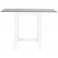 Table haute de bar extensible DONA 2 à 4 personnes blanche plateau façon béton 65-130 cm