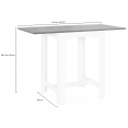 Table haute de bar extensible DONA 2 à 4 personnes blanche plateau façon béton 65-130 cm