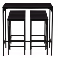 Ensemble table haute de bar DELSON 100 cm et 4 tabourets bois et métal noir design industriel