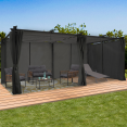 Pergola limited edition schuifdak 3x6M en 6 gordijnen antracietgrijs