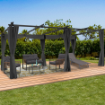 Pergola limited edition schuifdak 3x6M en 6 gordijnen antracietgrijs