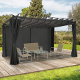 Pergola LUXE CEFALU verstelbare lamellen 3x4 M en 4 gordijnen antracietgrijs