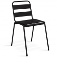 Salon de jardin extensible SOHO 8/10 places table 160/200 cm acier + acacia et 8 chaises empilables noires