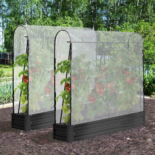 Duo modulaire metalen tomatenkassen speciale groei complete kit dekzeil + ondersteuning