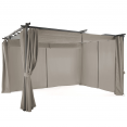 Pergola limited edition schuifdak 3x4M en 4 taupe gordijnen