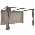 Pergola limited edition schuifdak 3x4M en 4 taupe gordijnen