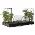 Complete set van 3 modulaire metalen bakken voor moestuin en tomatenkas + trellis + deksel