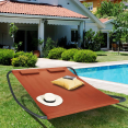 Lit bain de soleil 180 cm avec toile terracotta et structure gris foncé