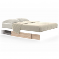 SALEM bedframe met opbergruimte en lattenbodem 140 x 190 cm wit en beuken