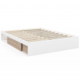 SALEM bedframe met opbergruimte en lattenbodem 140 x 190 cm wit en beuken