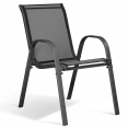 Salon de jardin POLY table 150 cm et 6 chaises empilables gris anthracite