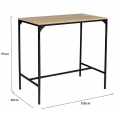 Ensemble table haute de bar DETROIT 100 cm et 4 tabourets bois et métal noir design industriel