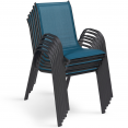 Tuinmeubelset MADRID tafel 190 cm en 8 stapelstoelen mix kleur blauw, grijs en zwart