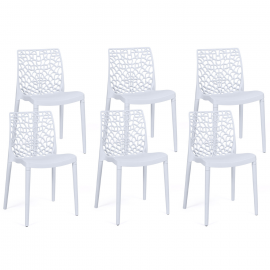 Set van 6 stoelen ALYSSA wit honingraatpolypropyleen