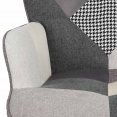 Scandinavische IVAR fauteuil in zwarte, grijze en witte patchworkstof