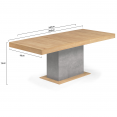 Uitschuifbare eettafel EDEN 6-10 personen hout en beton effect 160-200 cm