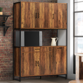 120 CM HAWKINS keuken dressoir 6-deurs donker hout industrieel design kast + lade