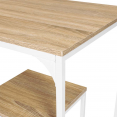 DETROIT 100 cm hoge bartafel en 4 krukken, hout en wit metaal, industrieel ontwerp