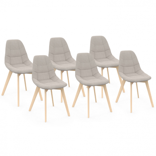 Set van 6 beige GABY Scandinavische eetkamerstoelen in stof