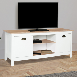 Meuble TV 113 cm vintage ISIS bois et blanc