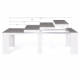 ORLANDO uitschuifbare consoletafel, 10 personen, 235 cm, wit hout en betoneffect