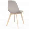 Set van 6 Scandinavische stoelen GABY mix kleur beige, lichtgrijs, eendenblauw x2, donkergrijs x2 in stof