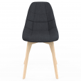 Set van 6 Scandinavische stoelen GABY mix kleur beige, lichtgrijs, eendenblauw x2, donkergrijs x2 in stof