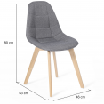Set van 6 Scandinavische stoelen GABY mix kleur beige, lichtgrijs, eendenblauw x2, donkergrijs x2 in stof