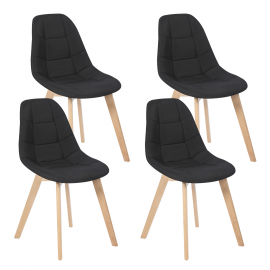 Lot de 4 chaises scandinaves GABY noires en tissu pour salle à manger