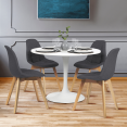 Lot de 4 chaises scandinaves GABY grises en tissu pour salle à manger
