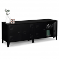 ESTER 4-deurs zwart metalen laag dressoir 140 cm industrieel ontwerp