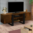 PHOENIX 2-deurs TV-meubel in vergrijsd houteffect en zwart 140cm