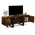 PHOENIX 2-deurs TV-meubel in vergrijsd houteffect en zwart 140cm