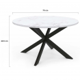 Table basse ronde ALASKA 70 cm plateau effet marbre blanc et pied araignée métal noir