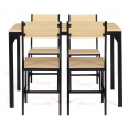 DETROIT 4-zits eettafel en 4 stoelen, industrieel ontwerp, 110 cm