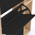 Meuble à chaussures KLARK imitation hêtre 3 portes noires avec étagère