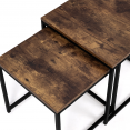 Set van 2 DAYTON 40/45 salontafels in industrieel ontwerp met dikke bladen met distressed effect