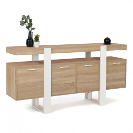 PHOENIX XXL 160 cm 4-deurs dressoir in hout en wit