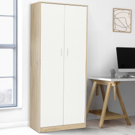 Multifunctionele kantoorkast MARIA 190 cm hout en wit 2 deuren 4 legplanken