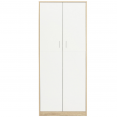 Armoire de bureau 190 cm multifonction MARIA bois et blanc 2 portes 4 étagères