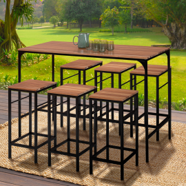 PANAMA tuinmeubelset bartafel en 6 krukken industrieel ontwerp acaciahout